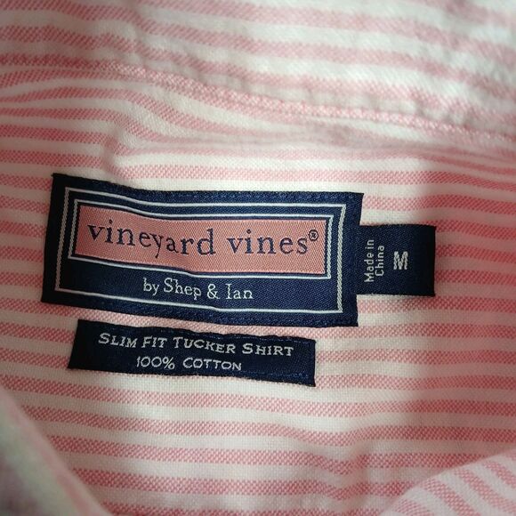 Vineyard Vines Mens M Tucker Shirt Slim Fit Button Down Striped Pink Preppy Y2k - Picture 3 of 8